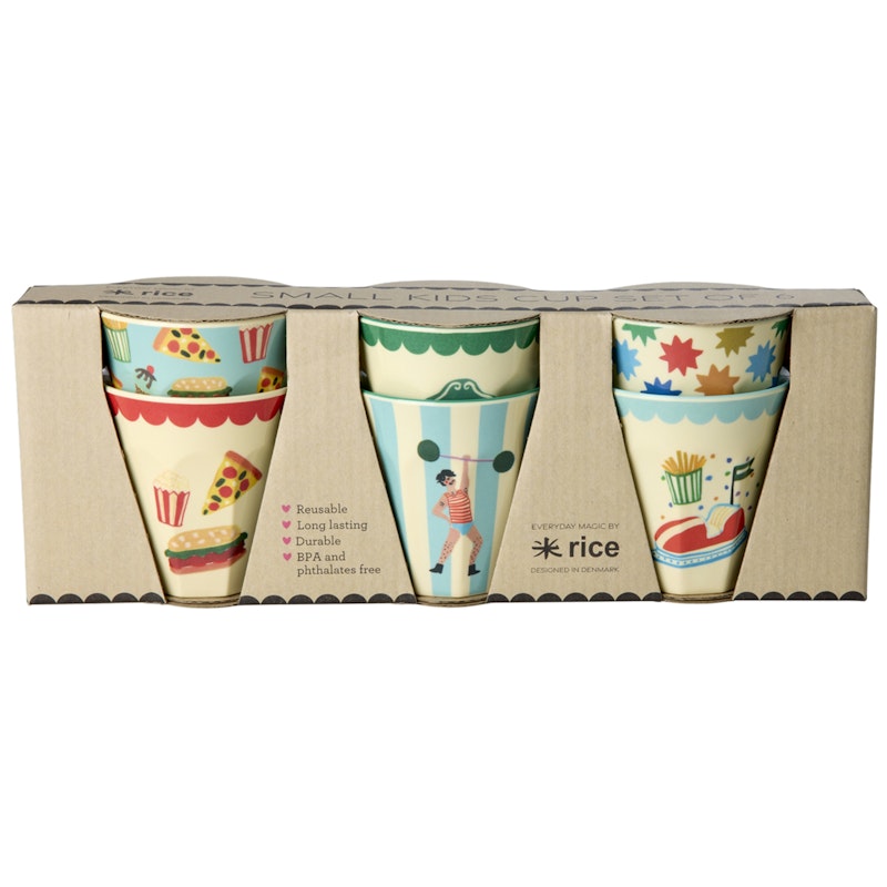 Melaminebekers Pak van 6, Mint Fun Fair Prints