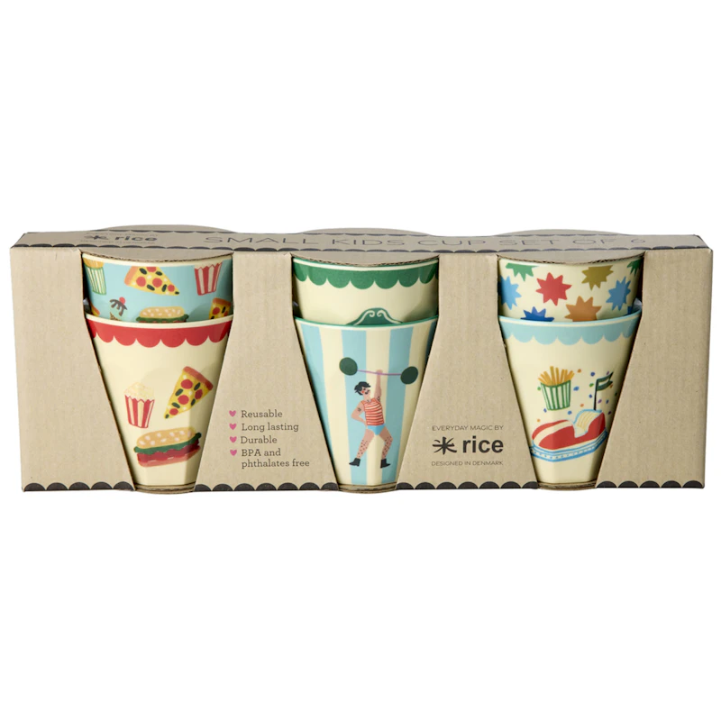 Melaminebekers Pak van 6, Mint Fun Fair Prints