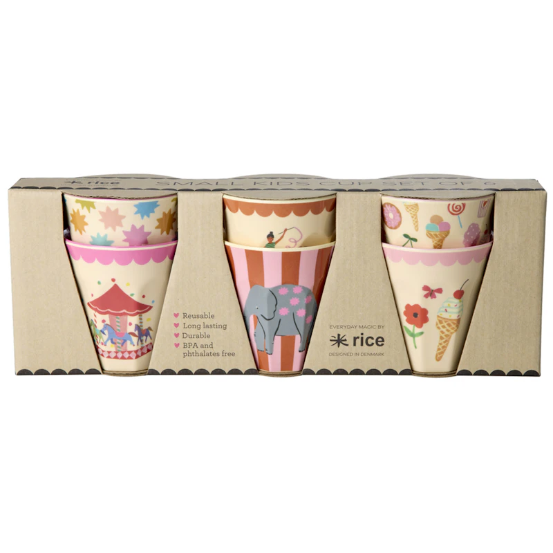 Melaminebekers Pak van 6, Pink Fun Fair