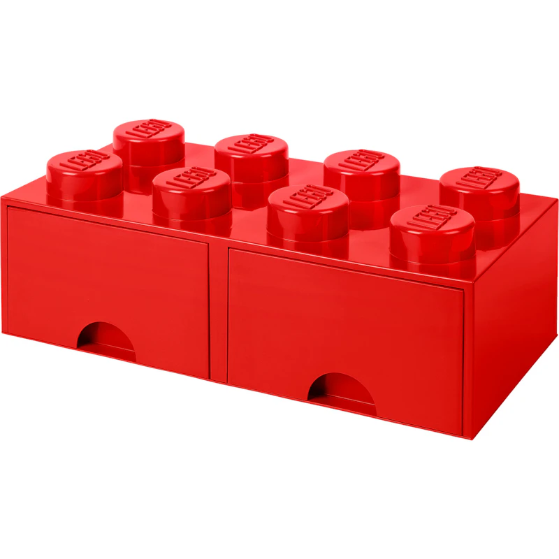 LEGO® Opslag met 2 Lades 8 Knoppen, Rood