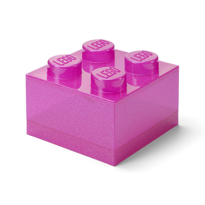 LEGO® Brick Opbergbox Translucent 4 Knoppen, Glitter Medium Violet