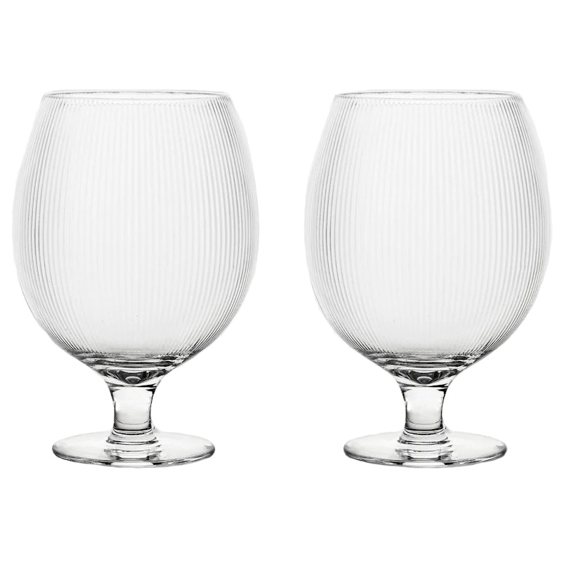 Blanka Bierglas Geribbeld 50 cl Pak van 2, Doorzichtig