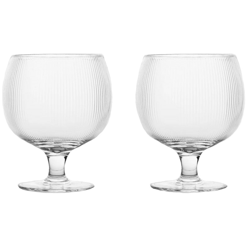 Blanka Wijnglas Geribbeld 35 cl Pak van 2, Doorzichtig