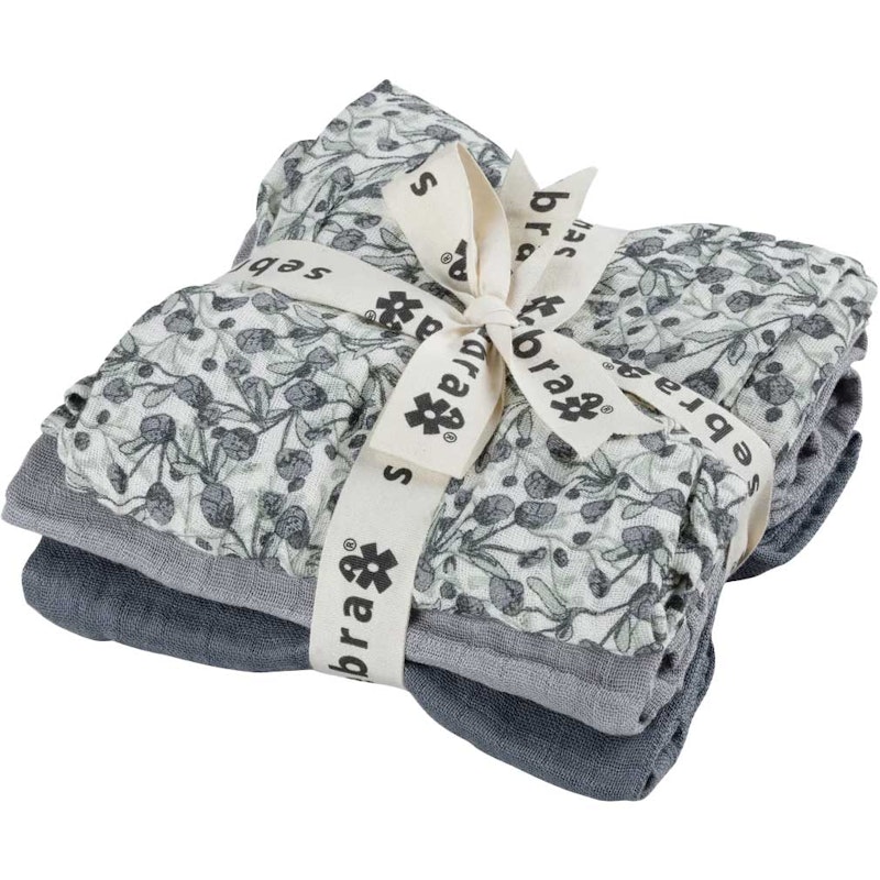 Muslin Babydeken Pak van 3, Blue Olive