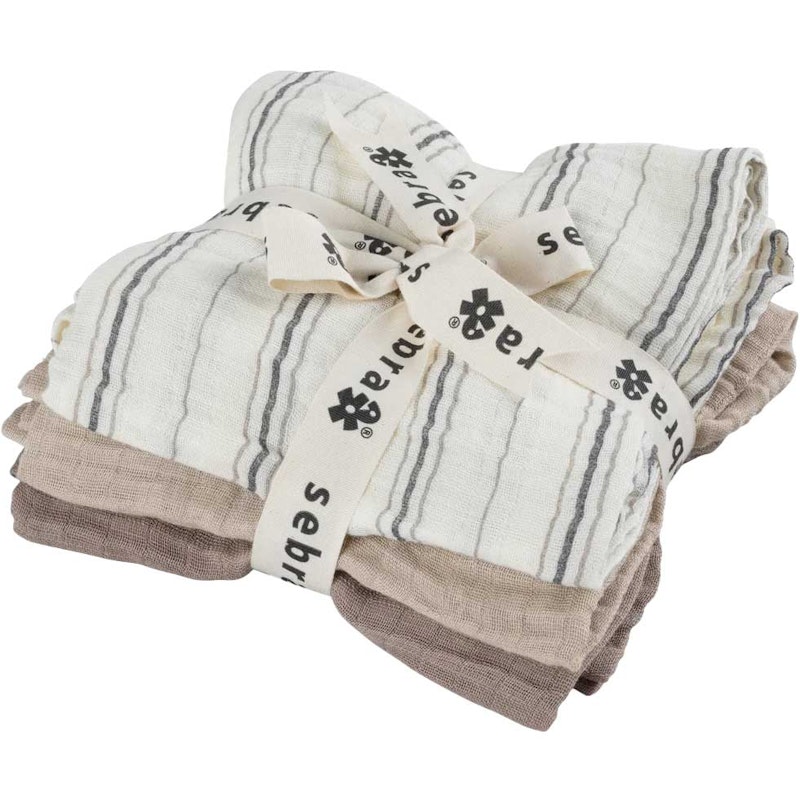 Muslin Babydeken Pak van 3, Cream Stripe