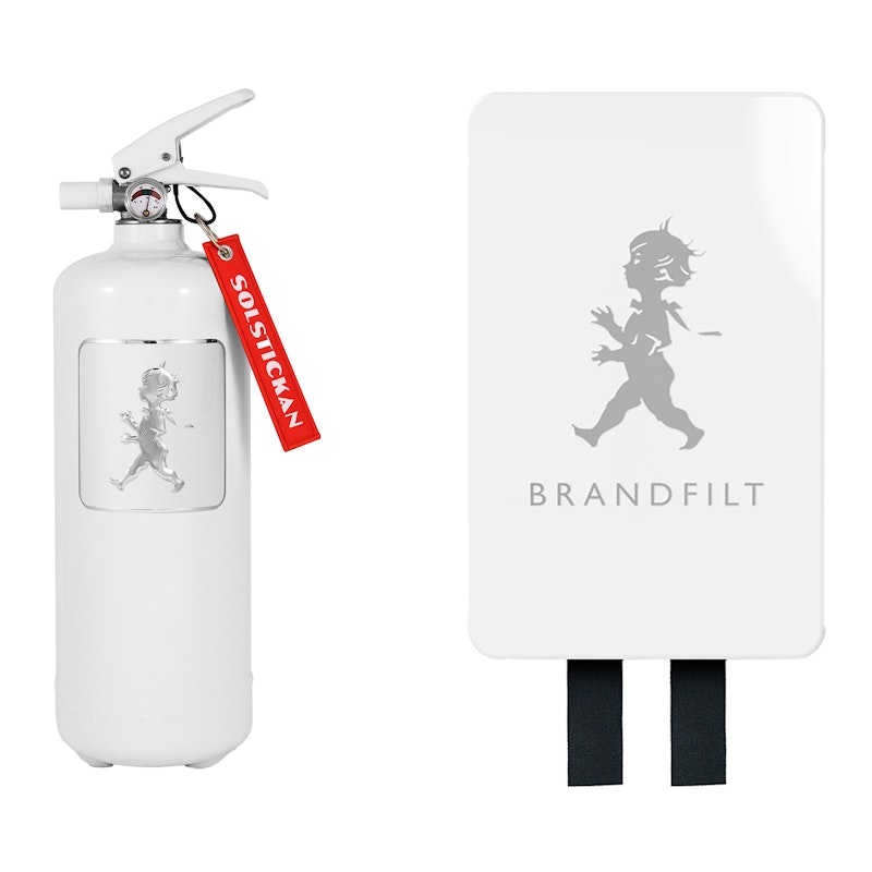 Safe and Stylish Fire Extinguisher 2 kg + Fire Blanket, White