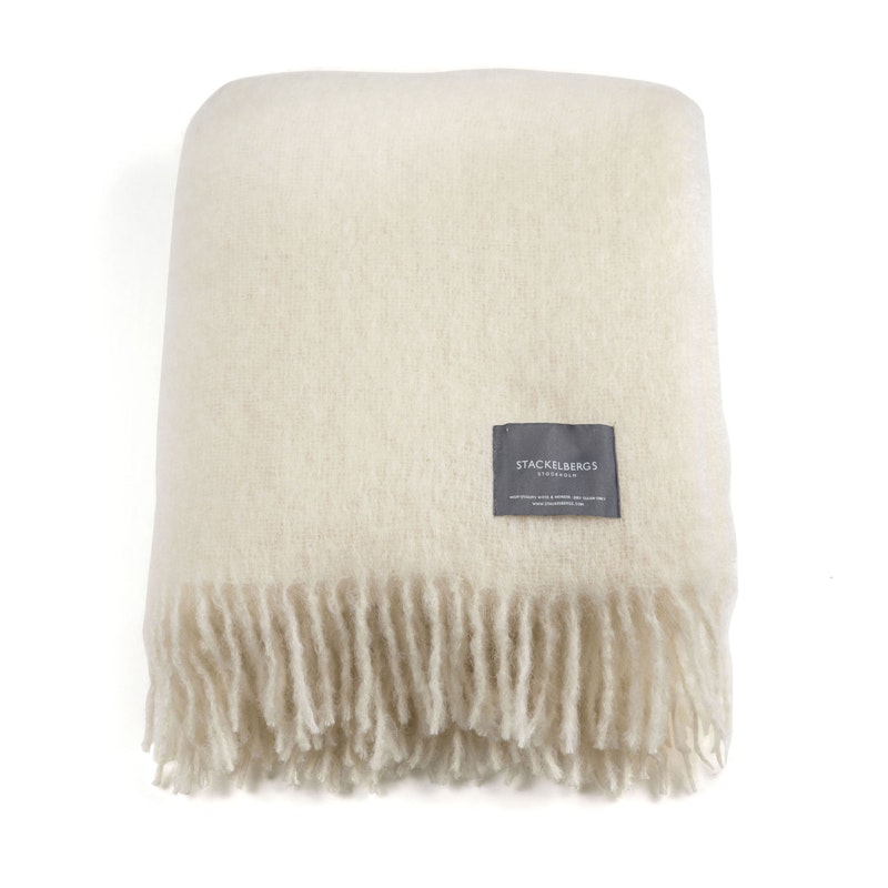 Mohair Deken Gerolde Franje 130x170 cm, Bright White