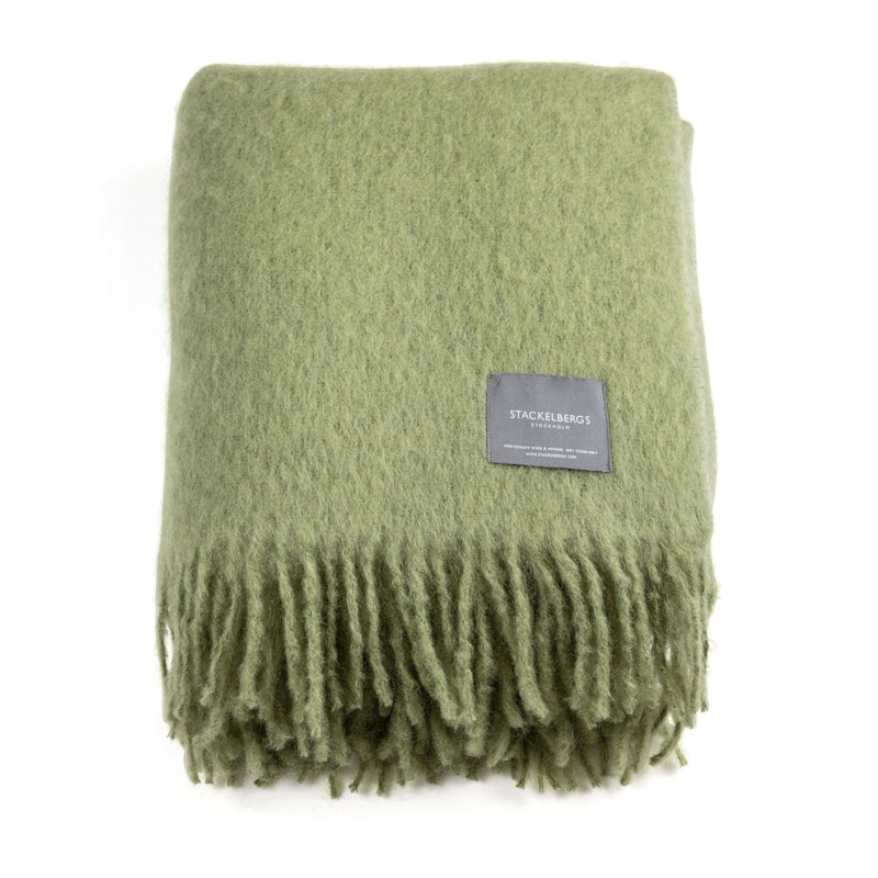 Mohair Deken Gerolde Franje 130x170 cm, Olive Green