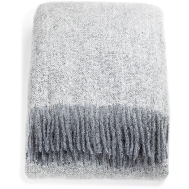 Mohair Plaid 130x170 cm, Wit / Skiffer Melange
