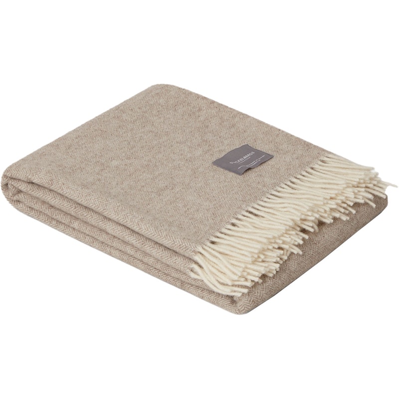 Wool Fishbone Deken 130x170 cm, Licht Taupe/Gebroken Wit