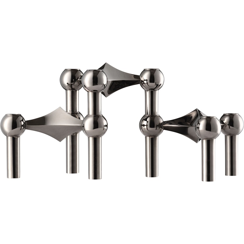 Nagel Kandelaar 3 Stuks, Zwart Verchroomd