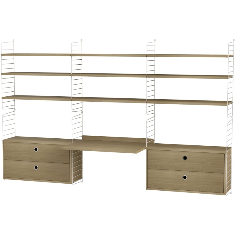 String Shelf Combination F Workplace, Oak / White