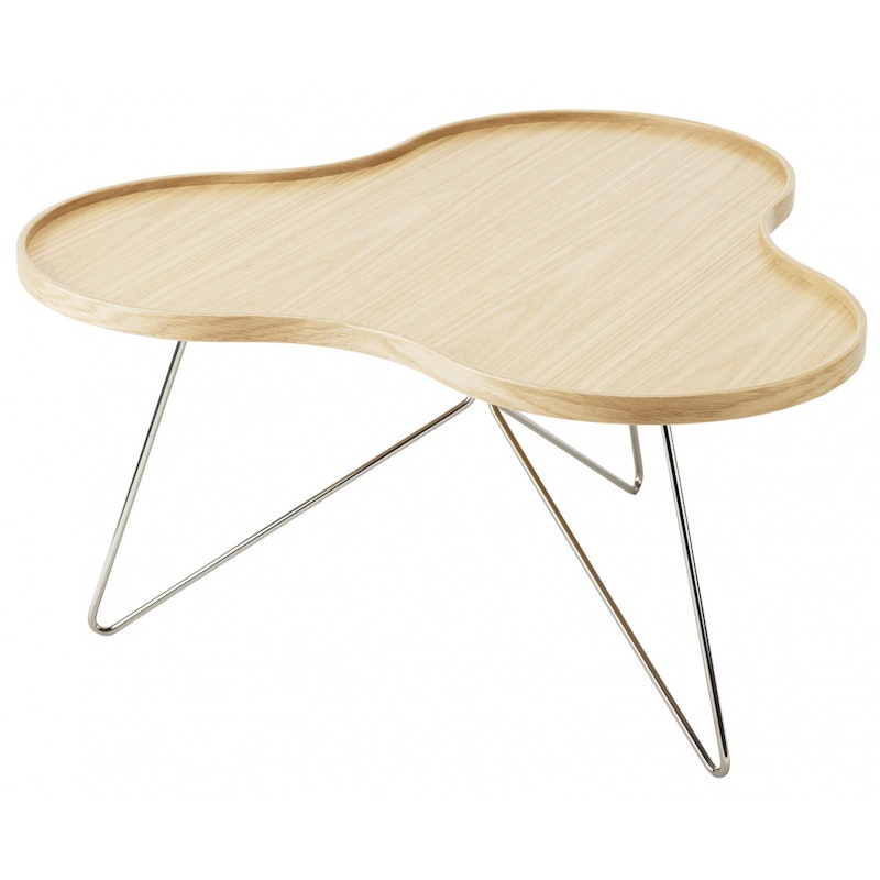 Flower Mono Tafel 90 cm, Gelakt Eiken Fineer Chroom