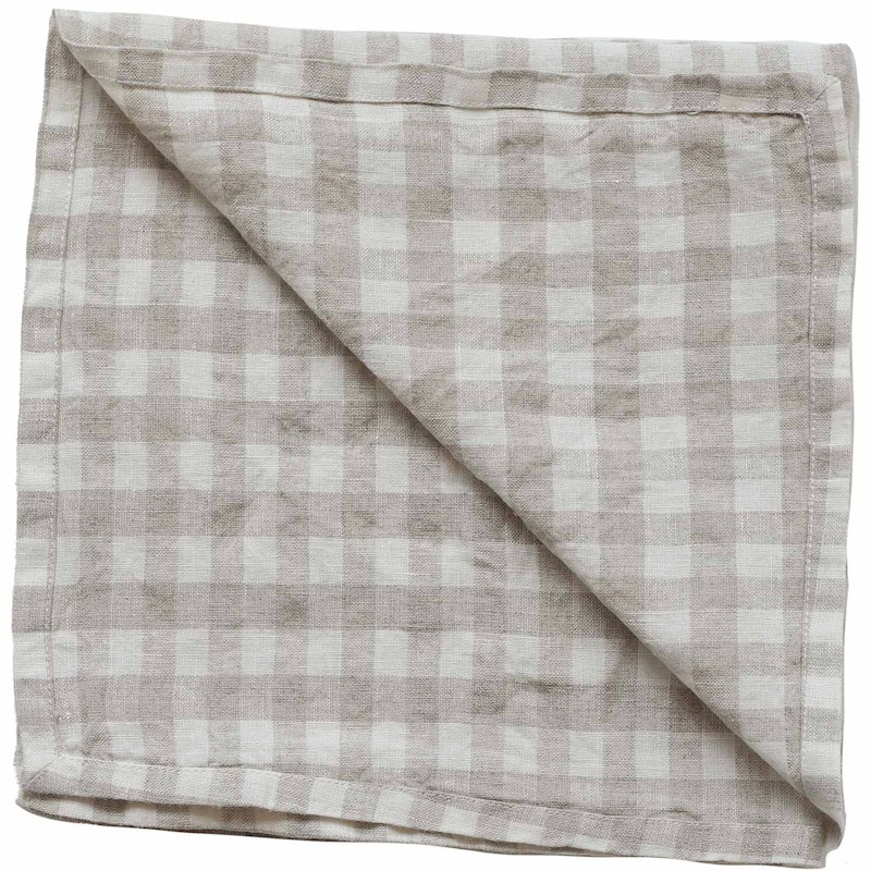 Gingham Theedoek 50x70 cm, Naturel