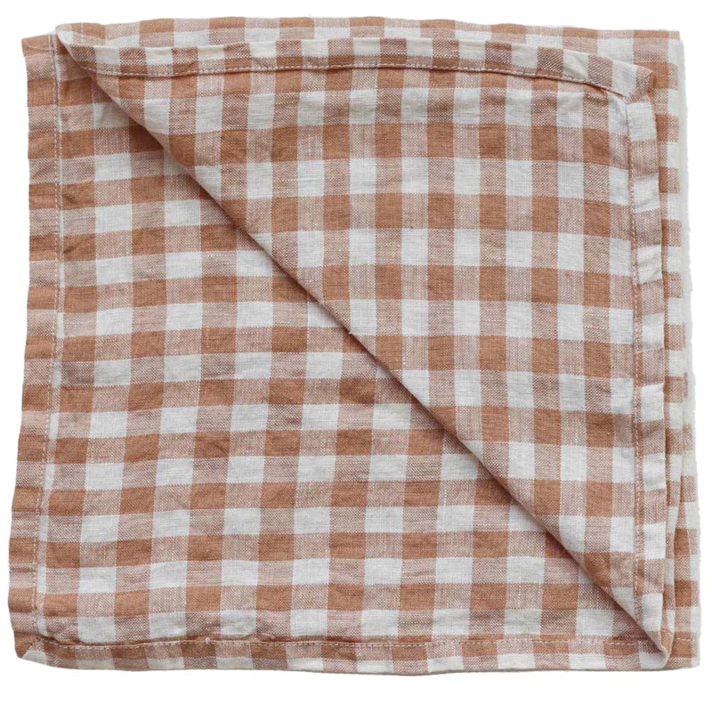 Gingham Theedoek 50x70 cm, Biscuit