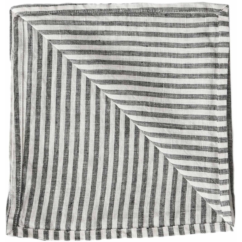 Linen Servet 45x45 cm, Grijs / Wit
