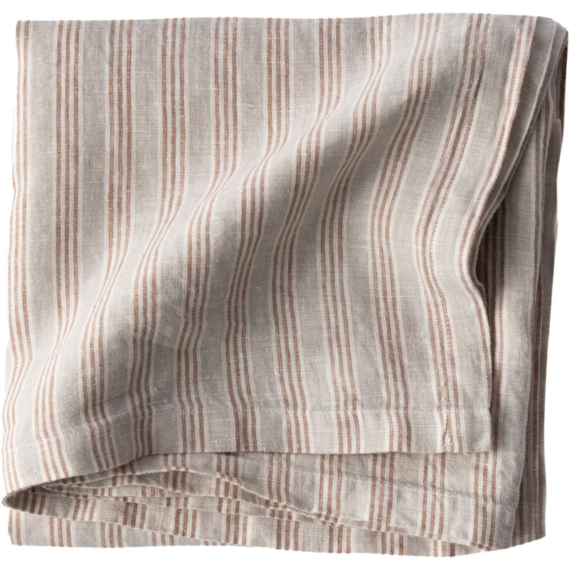Linen Tafelkleed 145x145 cm, Hazelnut Stripe