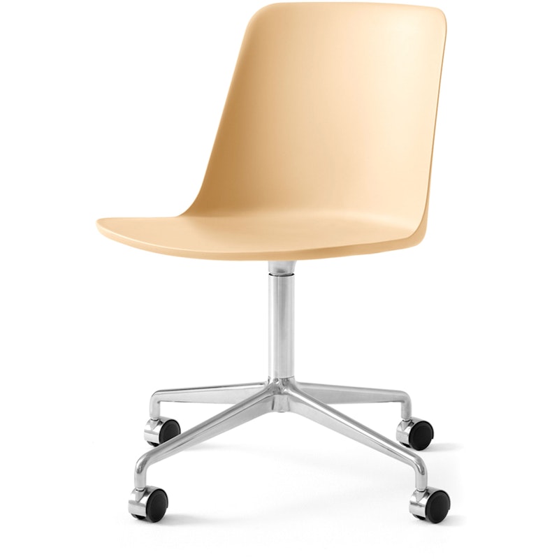 Rely Stoel HW21 Swivel, Gepolijst Aluminium / Beige