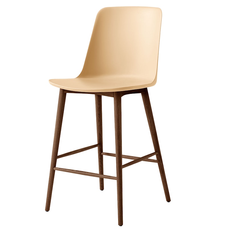 Rely HW128 Hoge Rugleuning 65 cm, Gelakt Walnoothout / Beige Sand