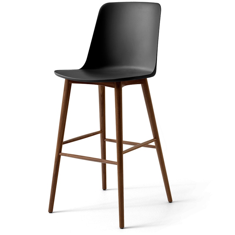 Rely HW133 Hoge Rugleuning 75 cm, Gelakt Walnoothout / Zwart