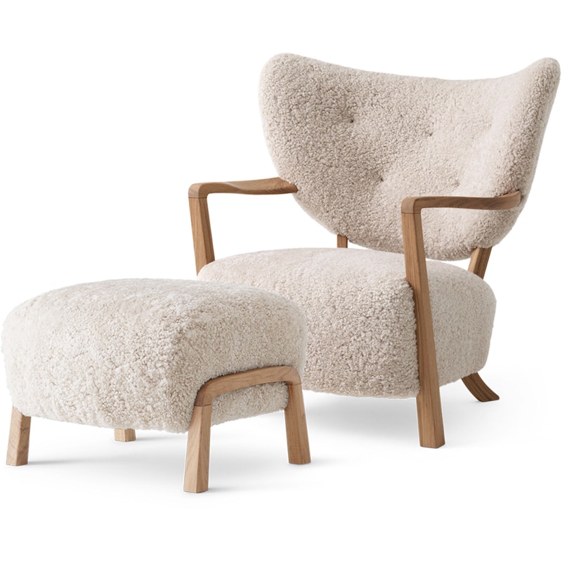 Wulff ATD2 Loungestoel + Voetenbank, Eiken/Sheepskin Moonlight