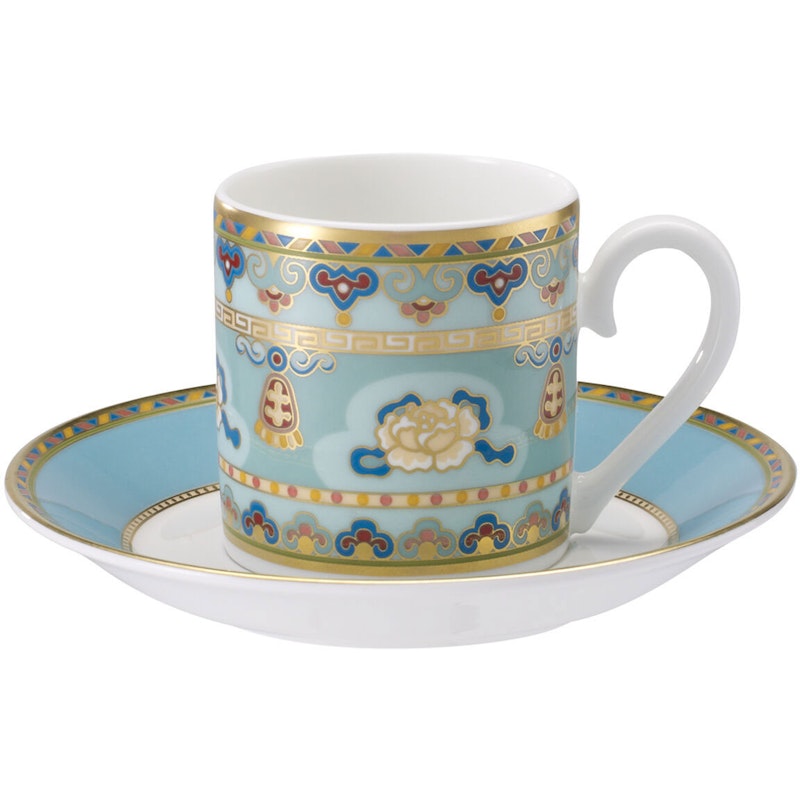 Samarkand Aquamarin Espressokopje met Schotel