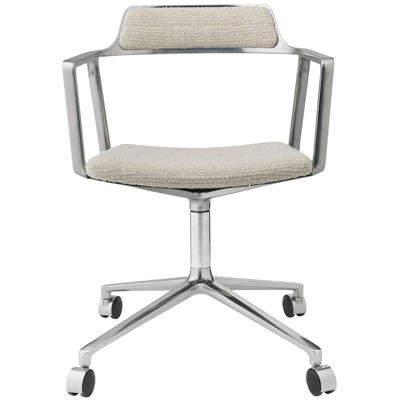 452 Draaistoel Met Wielen, Wavy Gebroken Wit