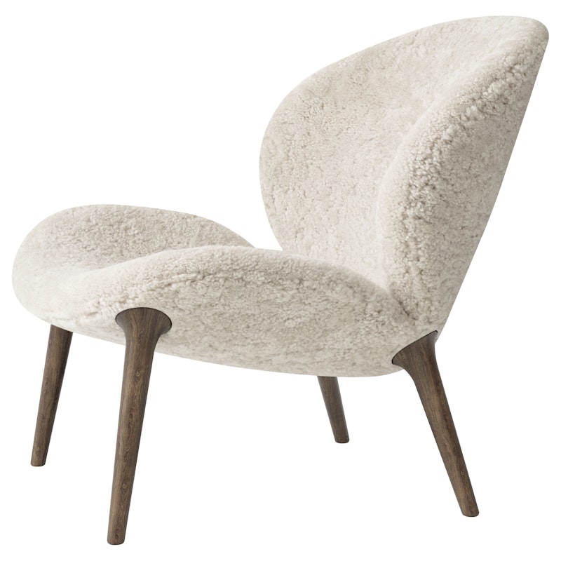 Lodge Fauteuil Lage Rug, Donker Eiken / Curly 09 Off-White