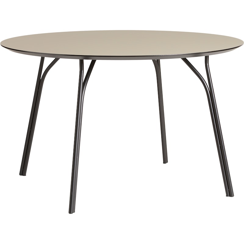 Tree Eettafel Ø120, Beige Bovenblad / Zwarte Poten