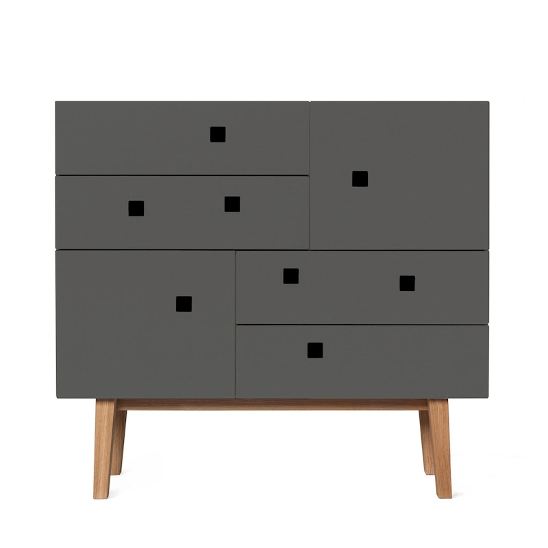 Peep B1 Chest Of Drawers, Slate Grey/Oak Retro