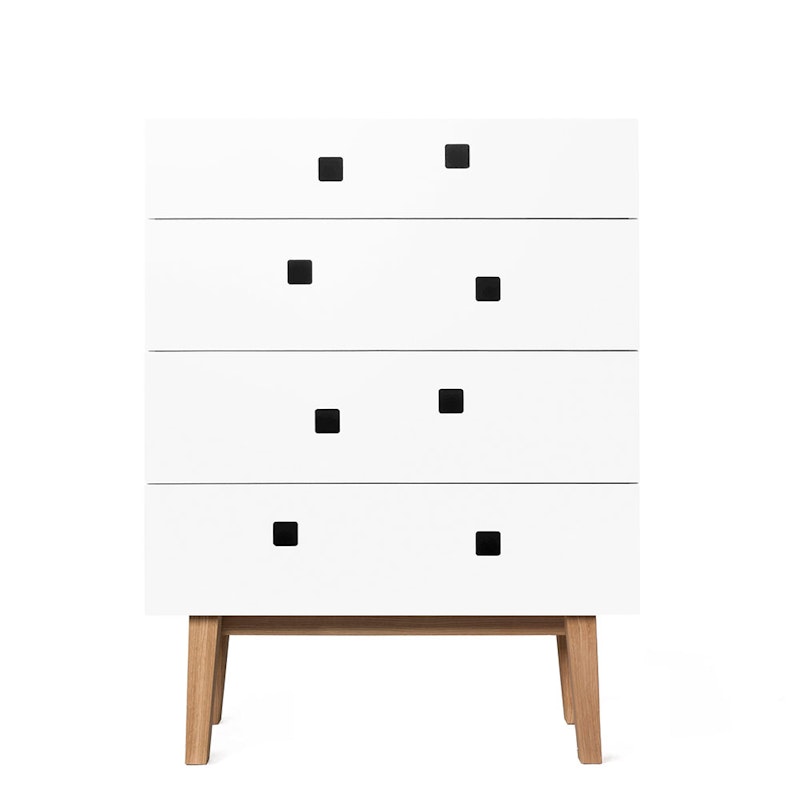 Peep B3 Chest Of Drawers, Angel White/Oak Retro