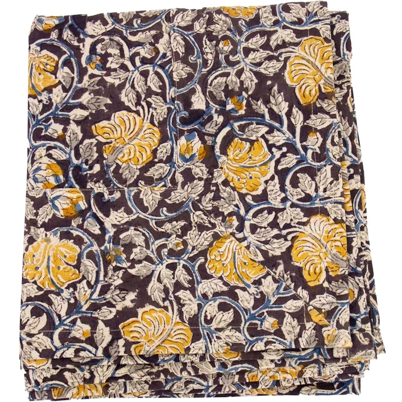 Poppy Table Cloth, Black/Yellow