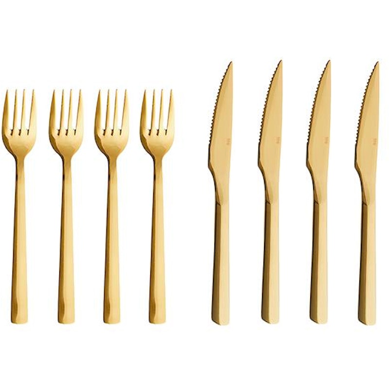 Raw Cutlery Set 8 Pieces, Gold