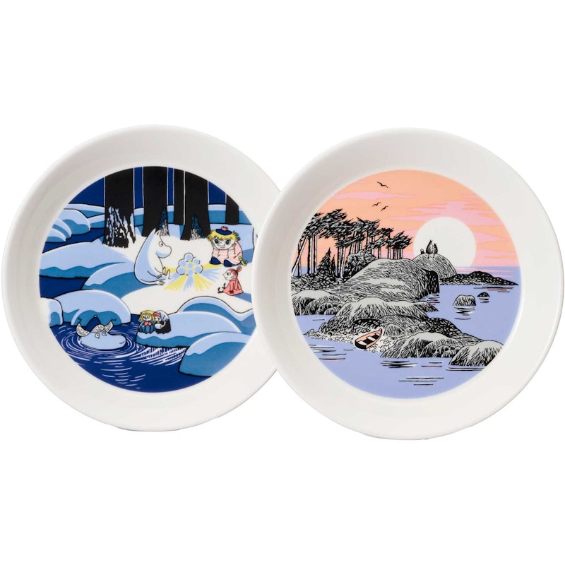 Moomin Side Plates 19 cm, Snow Lantern & Moomin's Day