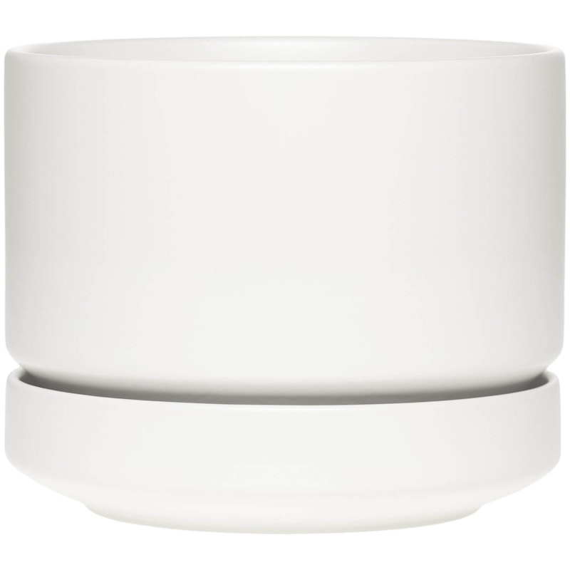 Pot With Saucer H13.2, Matte White