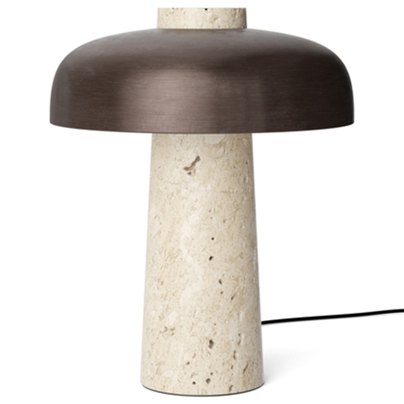 Reverse Table Lamp, Travertine / Bronzed Brass