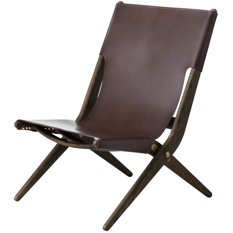 Saxe Lounge Chair, Brown Stained Oak / Brown Leather