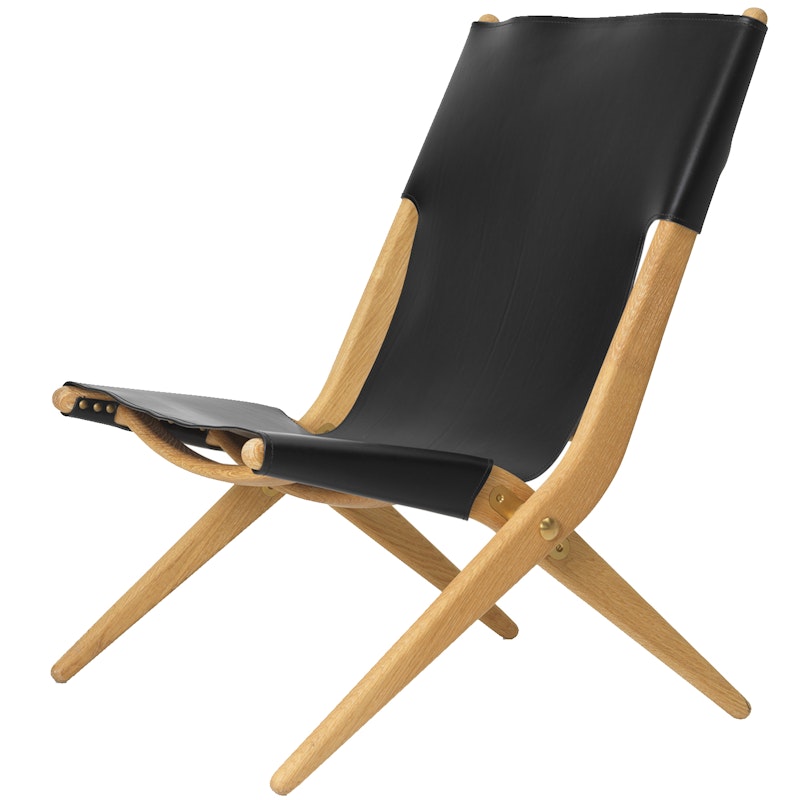 Saxe Lounge Chair, Oiled Oak / Black Leather