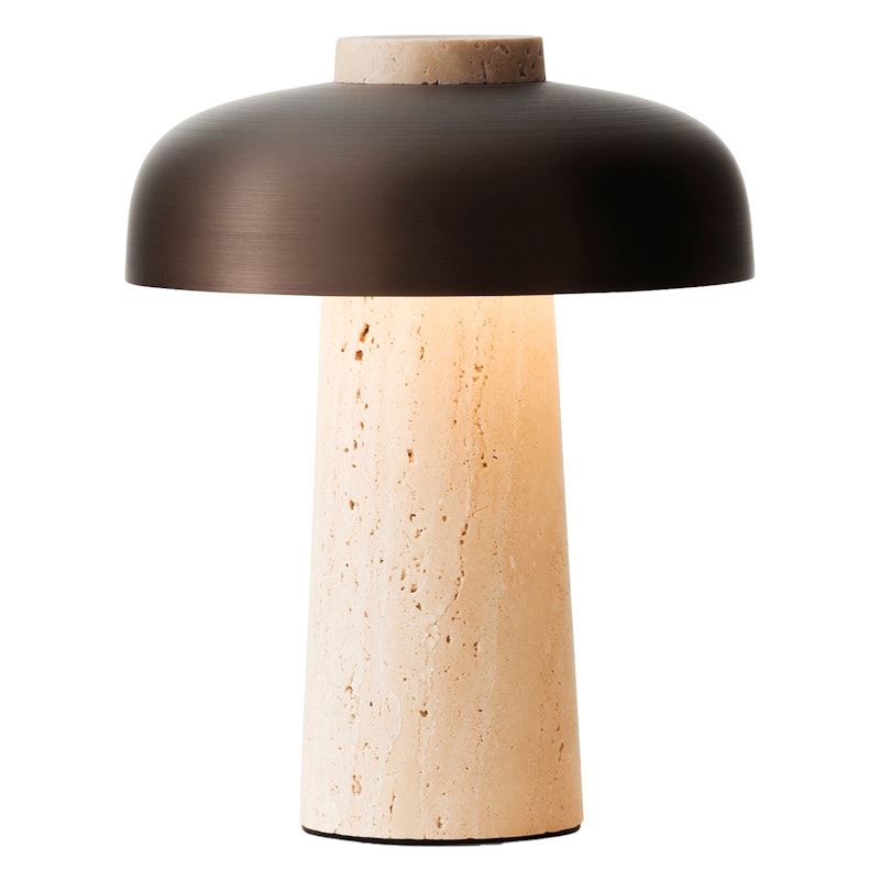 Reverse Table Lamp Portable, Travertine / Bronzed Brass | RoyalDesign