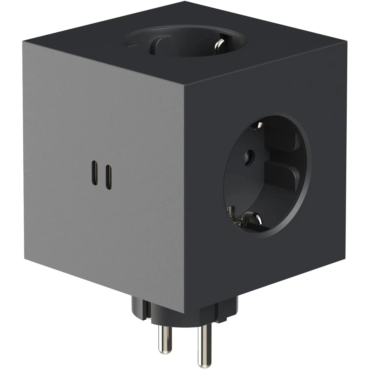 Square 2 Socket Extender With USB-C / Magnet, Stockholm Black | RoyalDesign