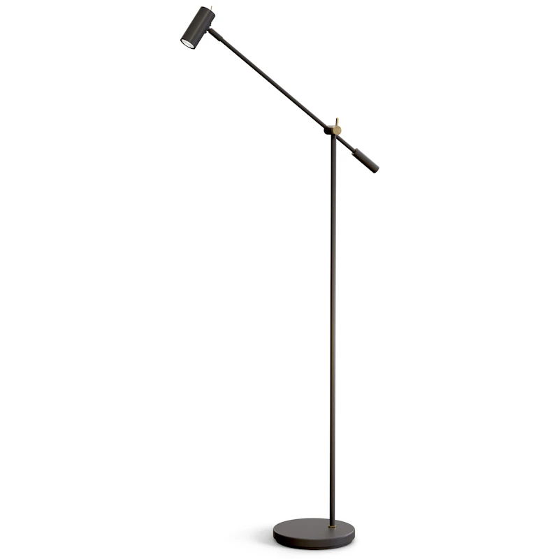 Cato Floor Lamp, Matte Black / Brass