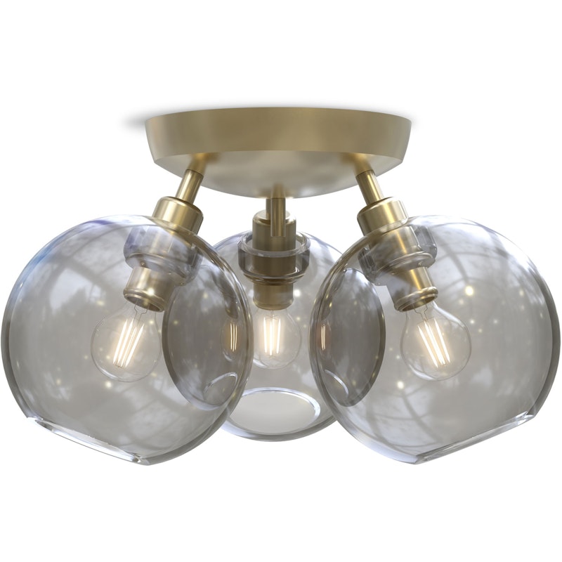 Gloria Flush Ceiling Light 330 mm, Brass / Smoked