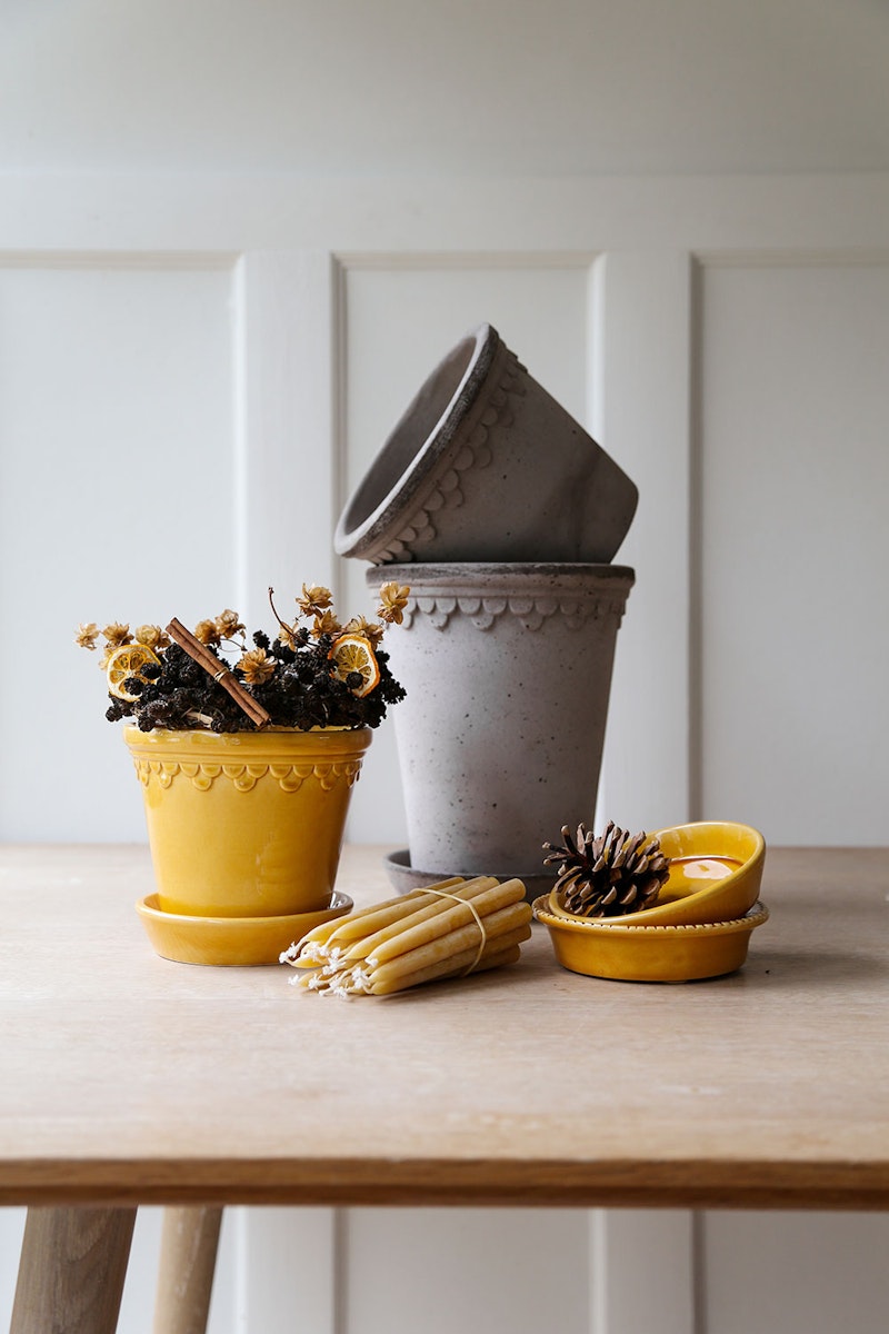 Copenhagen Pot With Saucer Yellow, Ø10 cm | RoyalDesign