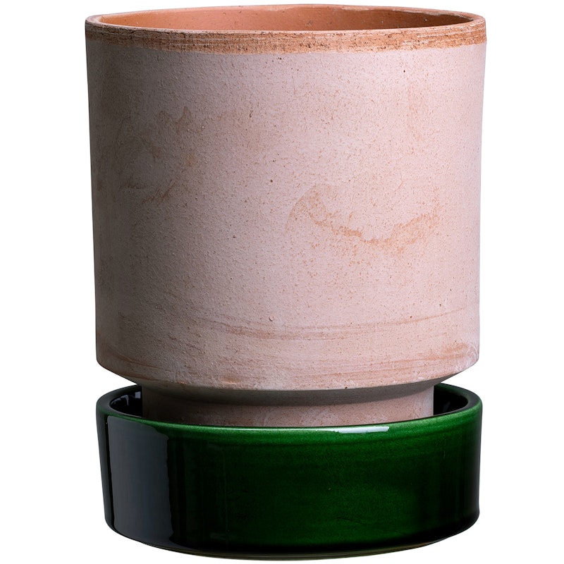 Hoff Flower Pot With Saucer Pink/Green Ø 14 cm