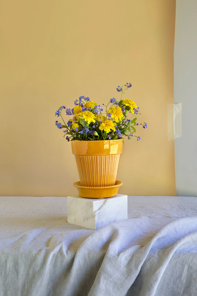 m*a様 Pampula vase 90mmイエローscope別注ポムポム　イッ Simona Pot Yellow, 14 cm from Bergs Potter | RoyalDesign