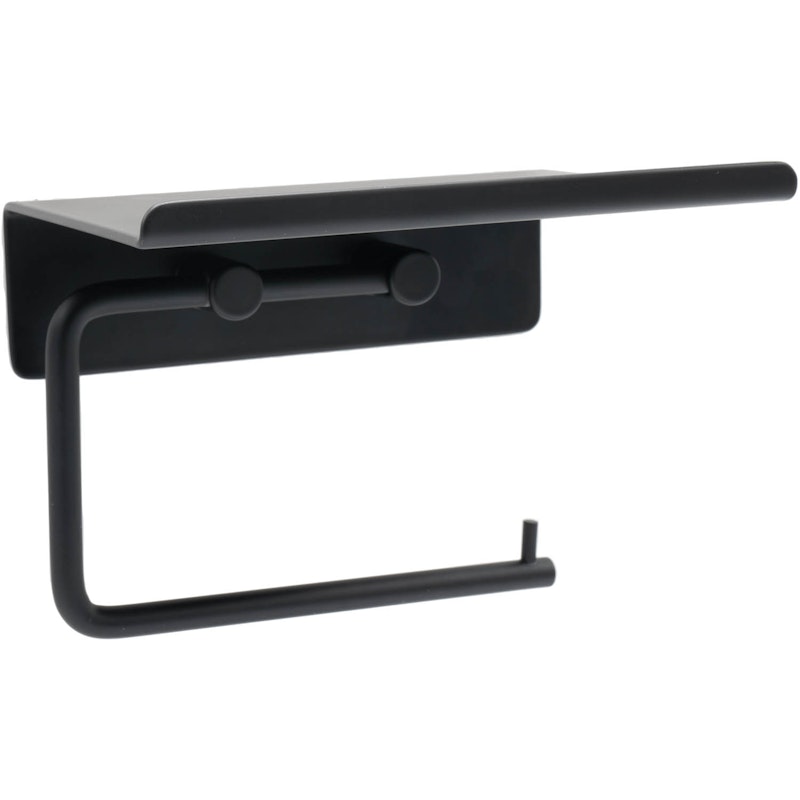 Base Toilet Paper Holder With Shelf, Matte Black