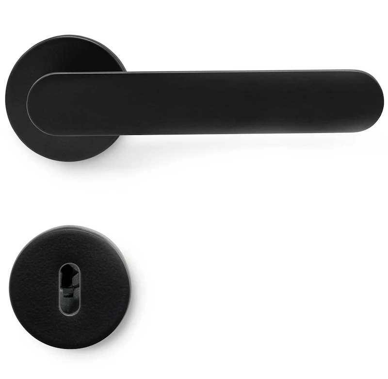 Vibe Plain Door Handle With Key Plate, Matte Black