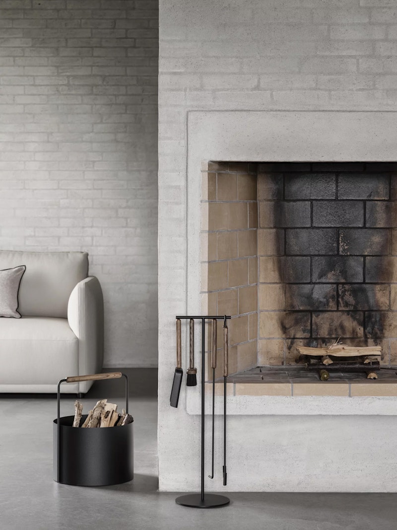 Ashi Fireplace Tools With Stand 5 Pieces, Black | RoyalDesign