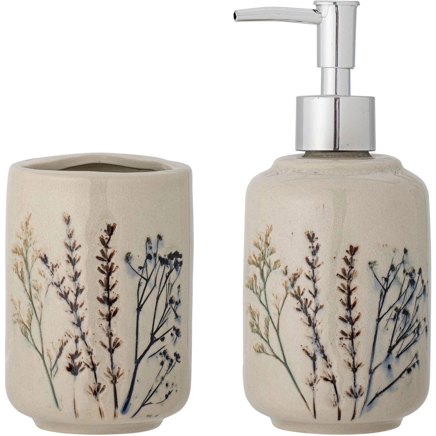 Bloomingville ディスペンサーセット Bea Bathroom Set With Soap Dispenser + Toothbrush Holder 2 Pieces