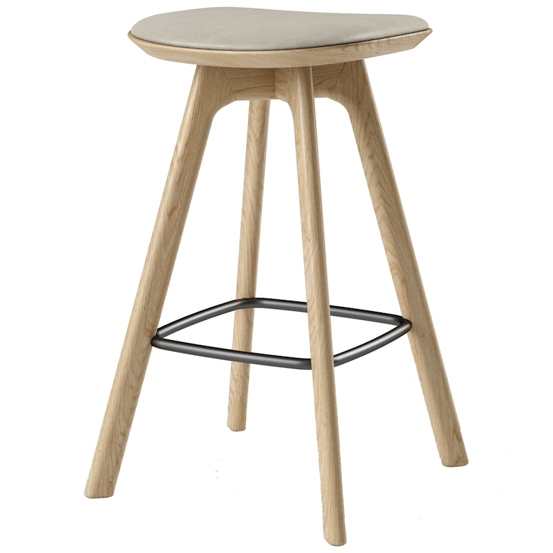 Pauline Bar Stool 65 cm, Oiled Oak / Leather Oyster